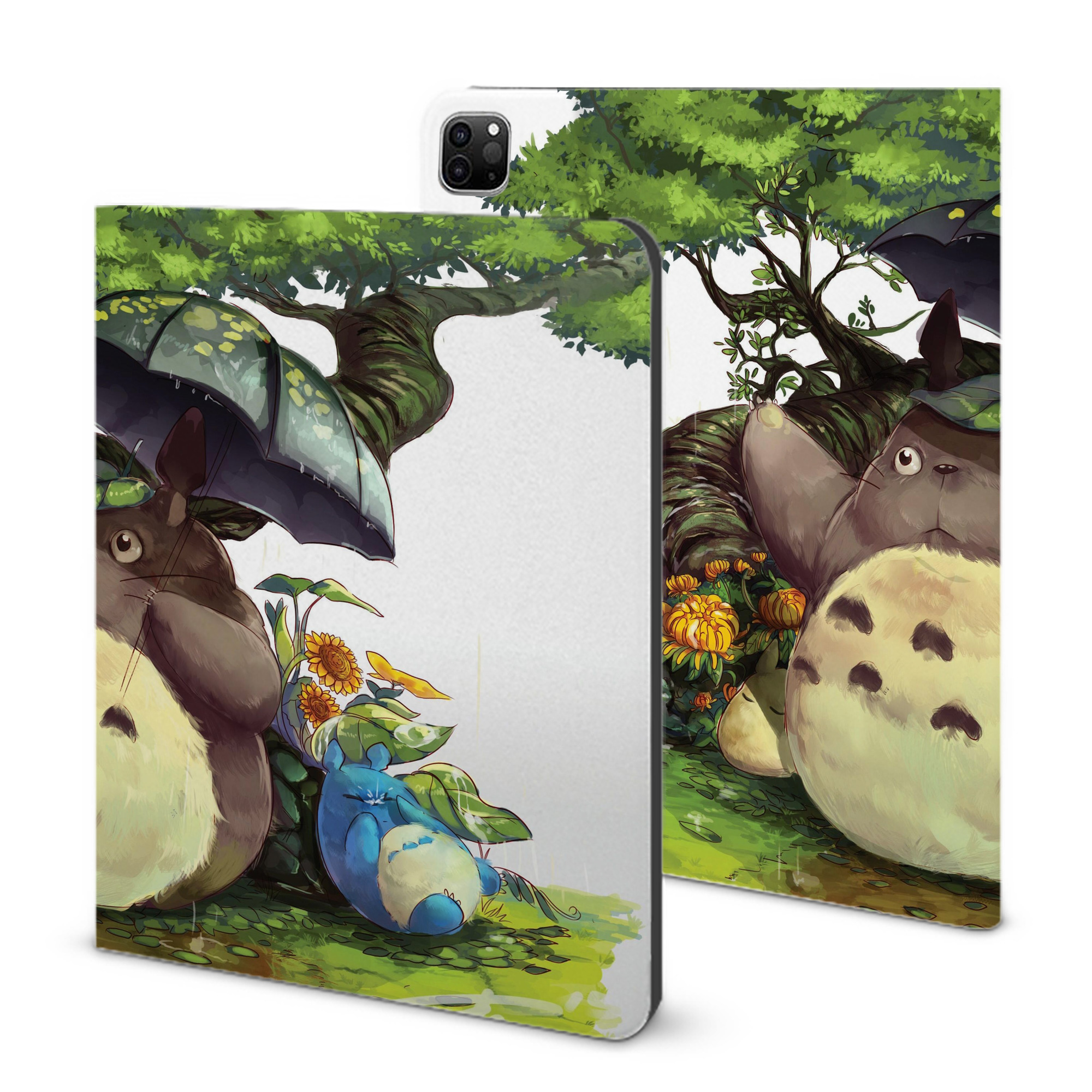 （画像用） となりのトトロ 草壁メイ 草壁サツキ My Neighbor Totoro Satsuki Kusakabe Mei Kusakabe IPad ケース ブック型 PUレザー TPU 耐衝撃 軽量 薄型 ペン収納なし 全面保護 IPad 各モデル対応